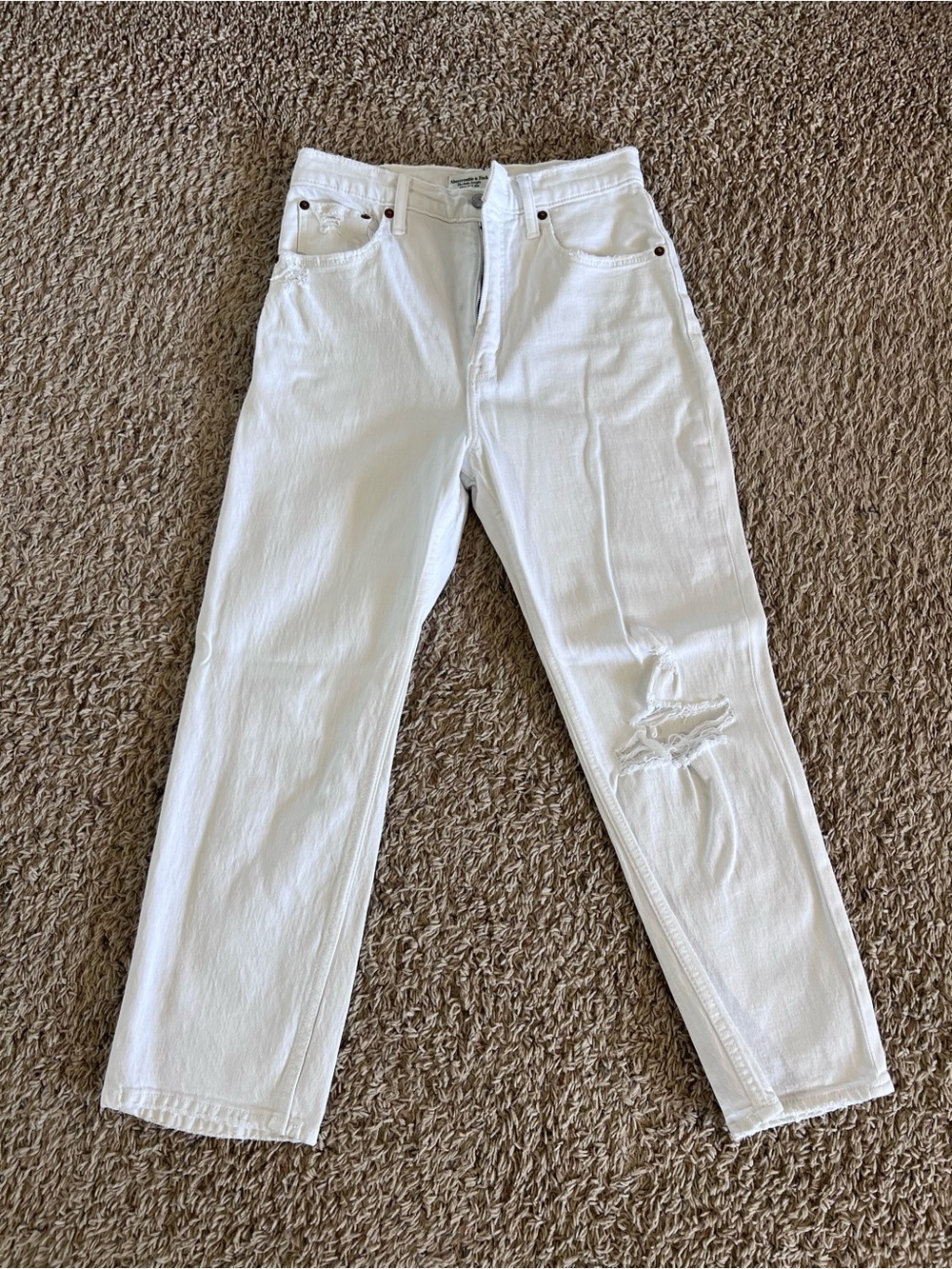 Women’s Abercrombie & Fitch The Ankle Straight Ultra High Rise Jeans White
